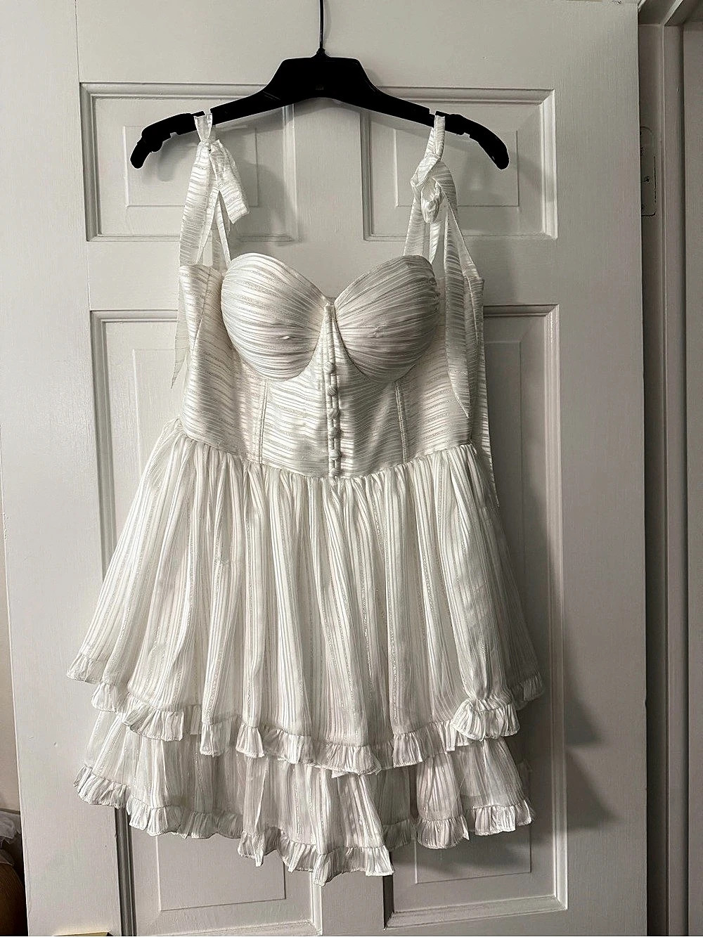 Miaou Mini White Ruffle Dress Like New